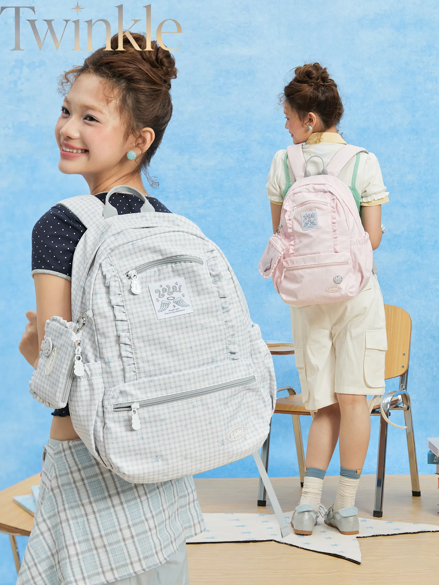 Plaid Lightweight Backpack Large Capacity School Bag Korean Style College Wind Daypack for Teen Girls Students