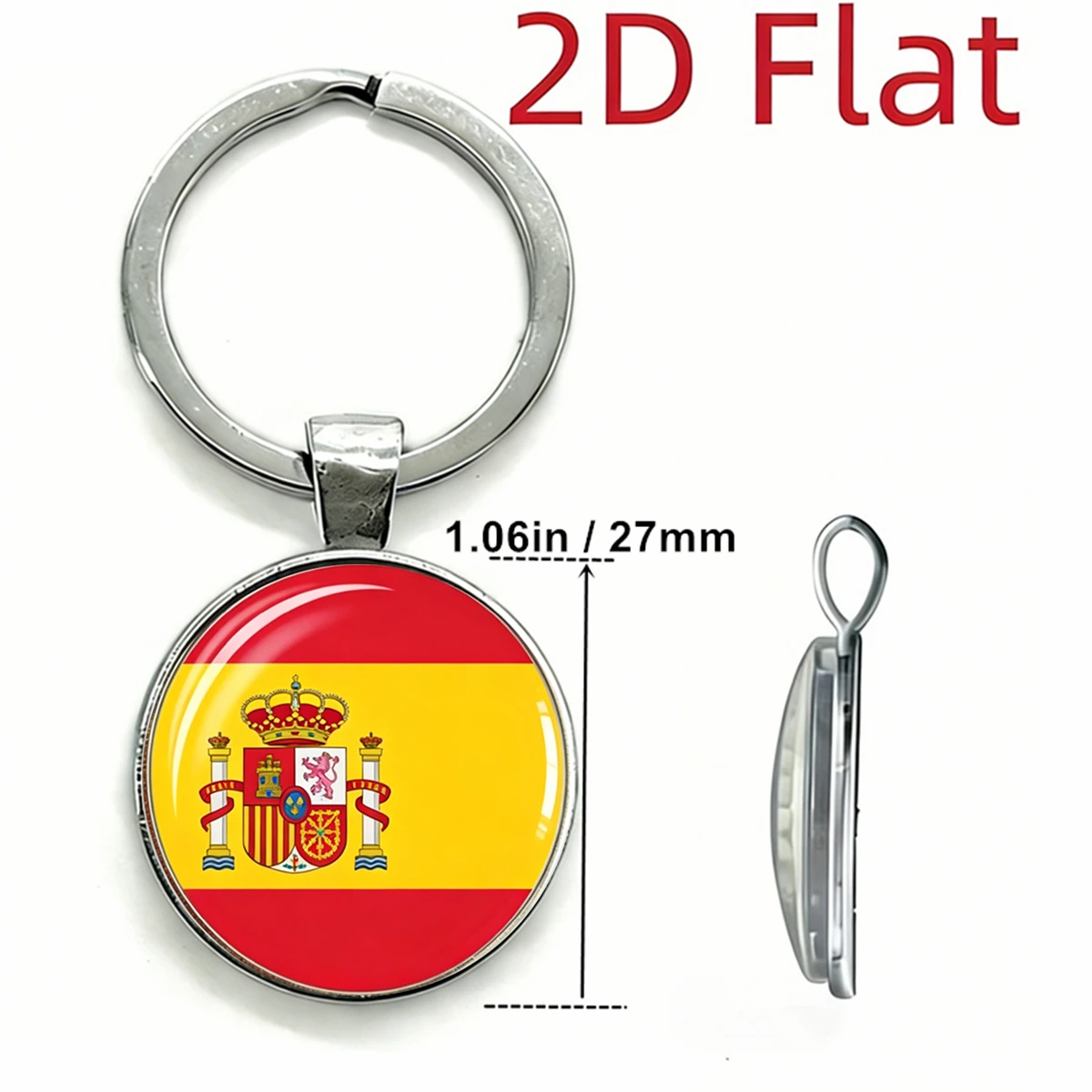 1PC European Spain Flag Keyring Key Ring Charms Italy Portugal Greece Croatia IL RU CH BR CA  MX PL HU CL AU UK Flag Keychain