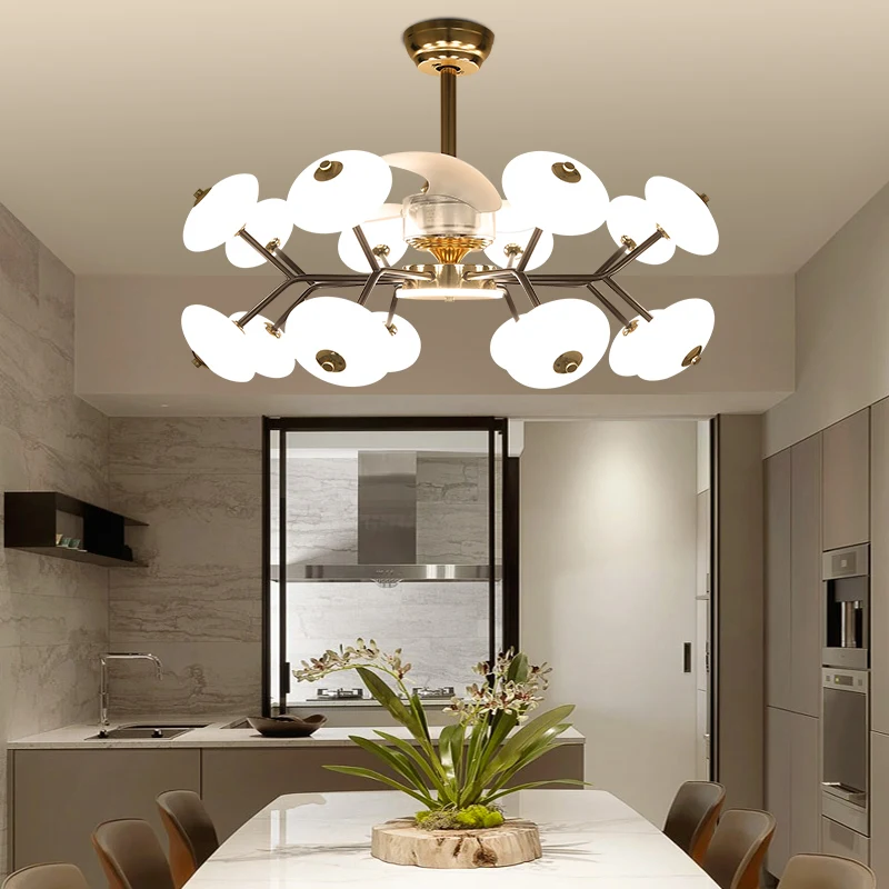 Nordic Branch Ceiling Fans with Lights Remote Control LED Modern Luxury Lamp for Home Dining Room bedroom lamp