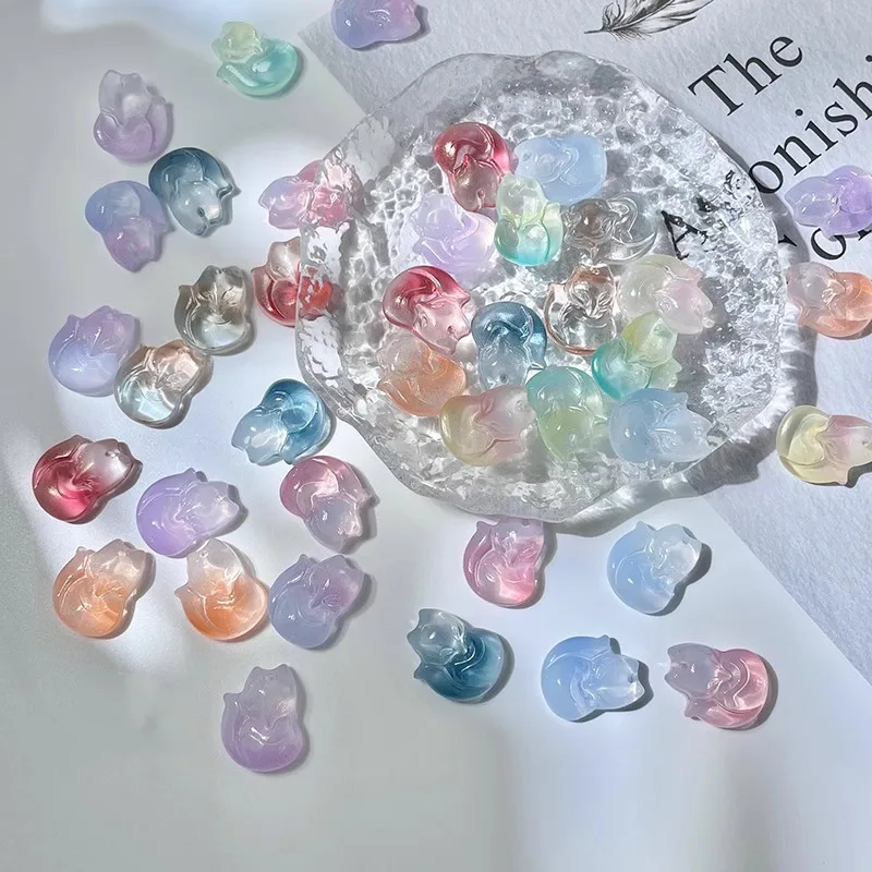 10 sztuk 14x18MM moda fantazyjne kryształowe szkło mały lis Charms wisiorki koraliki dla DIY kolczyk naszyjnik akcesoria do wyrobu biżuterii