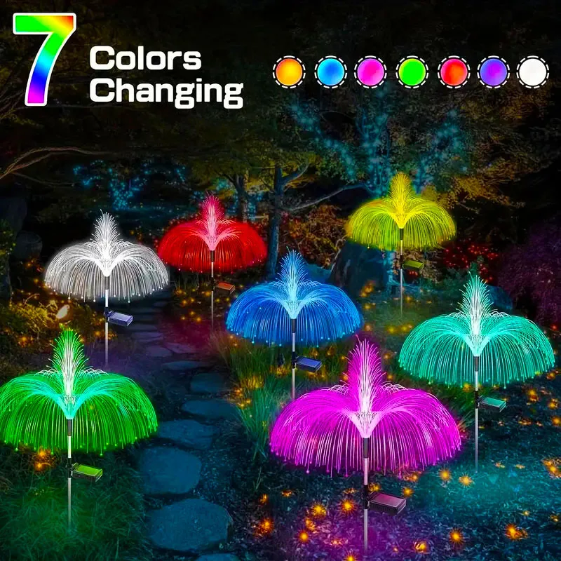 Solar Powered Jellyfish Lawn Light 7 Color Changing Single Layer Outdoor Garden Decor For Pathways & Wedding Parties