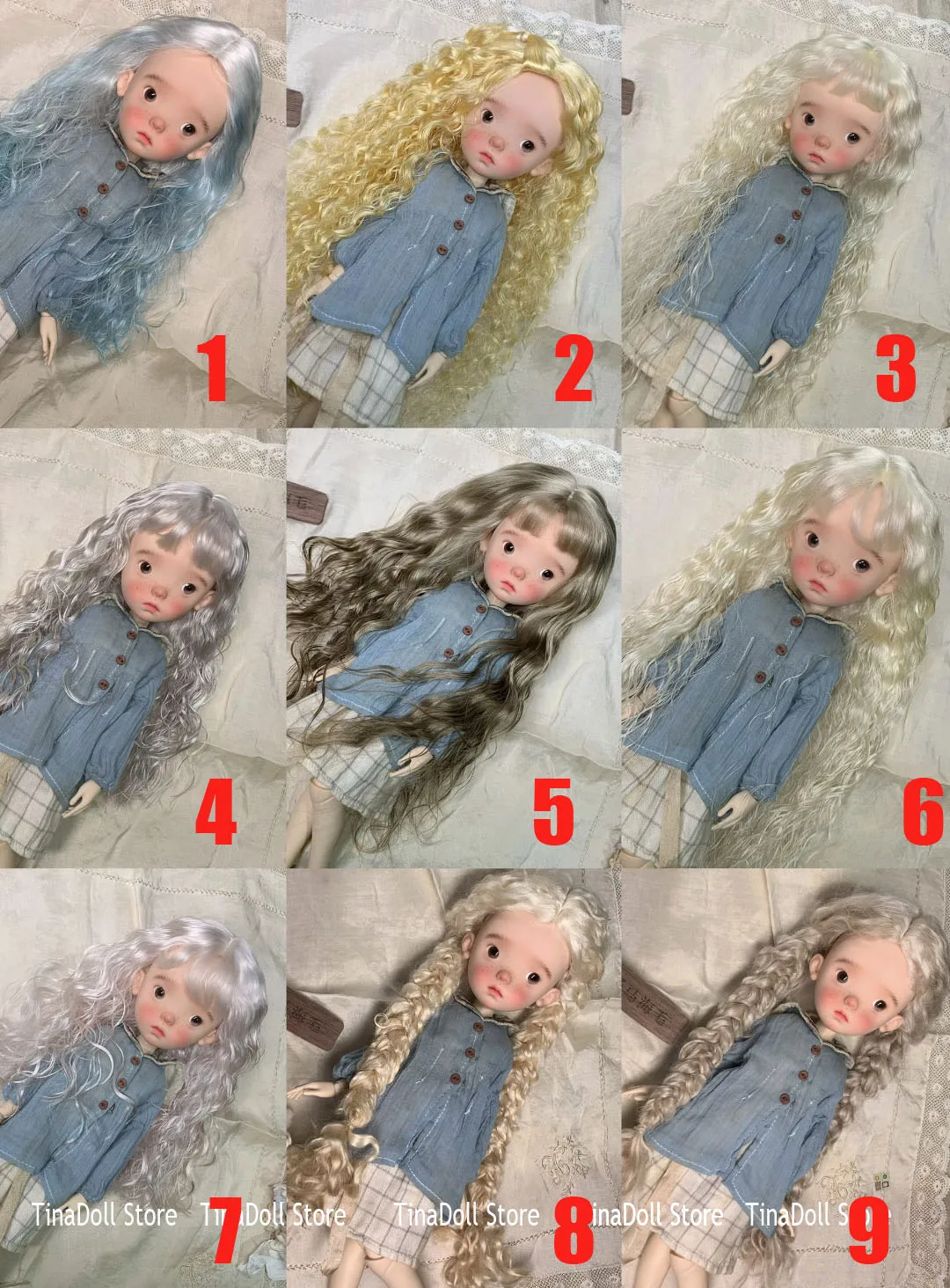 

（TinaDoll Store）2025 Various style Wigs for Landoudou Landazz 16cm head circumstance W34