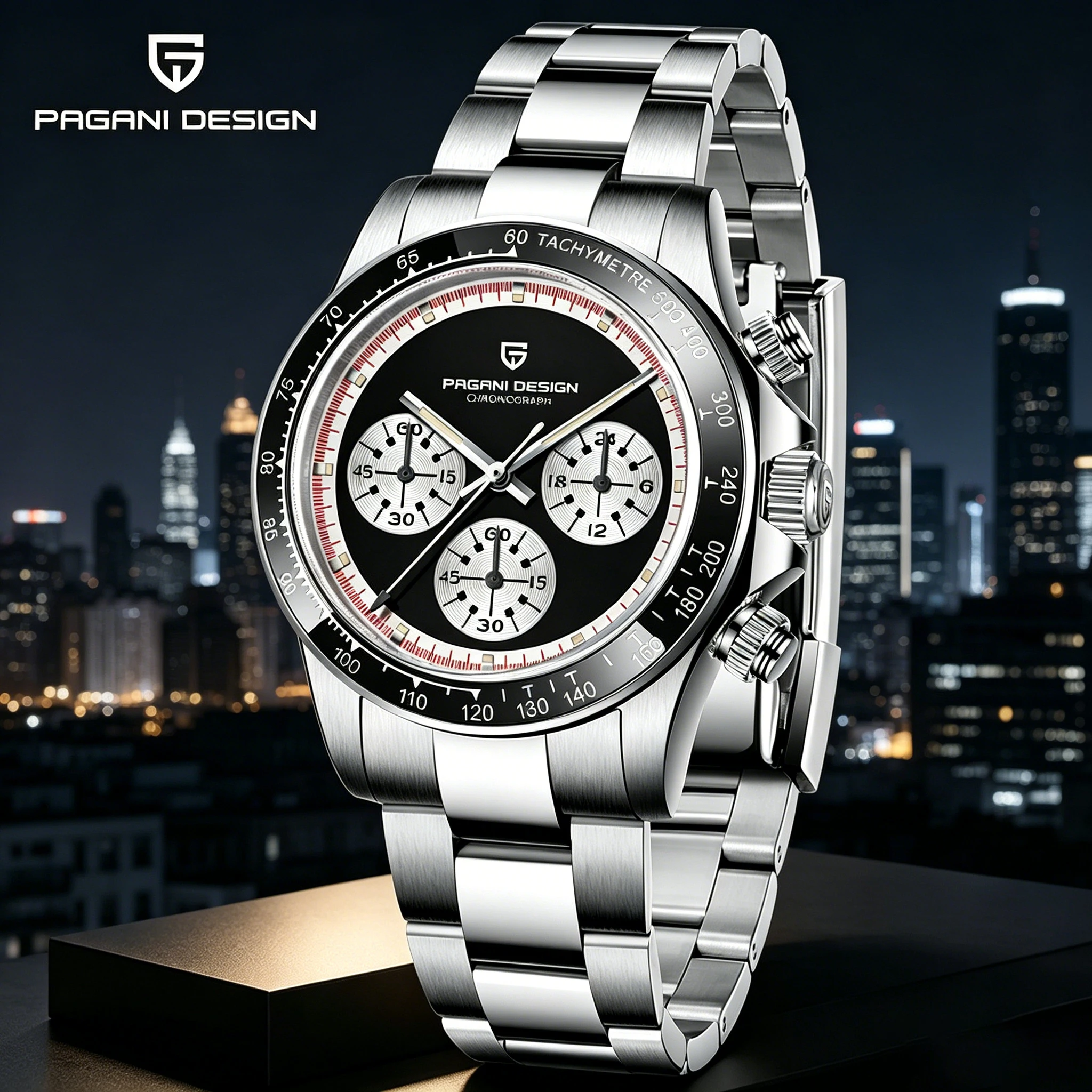 PAGANI DESIGN Original 40MM Herren-Quarzuhr Japan TMI VK63 Chronographen-Uhrwerk Saphir Edelstahl Wasserdicht reloj hom
