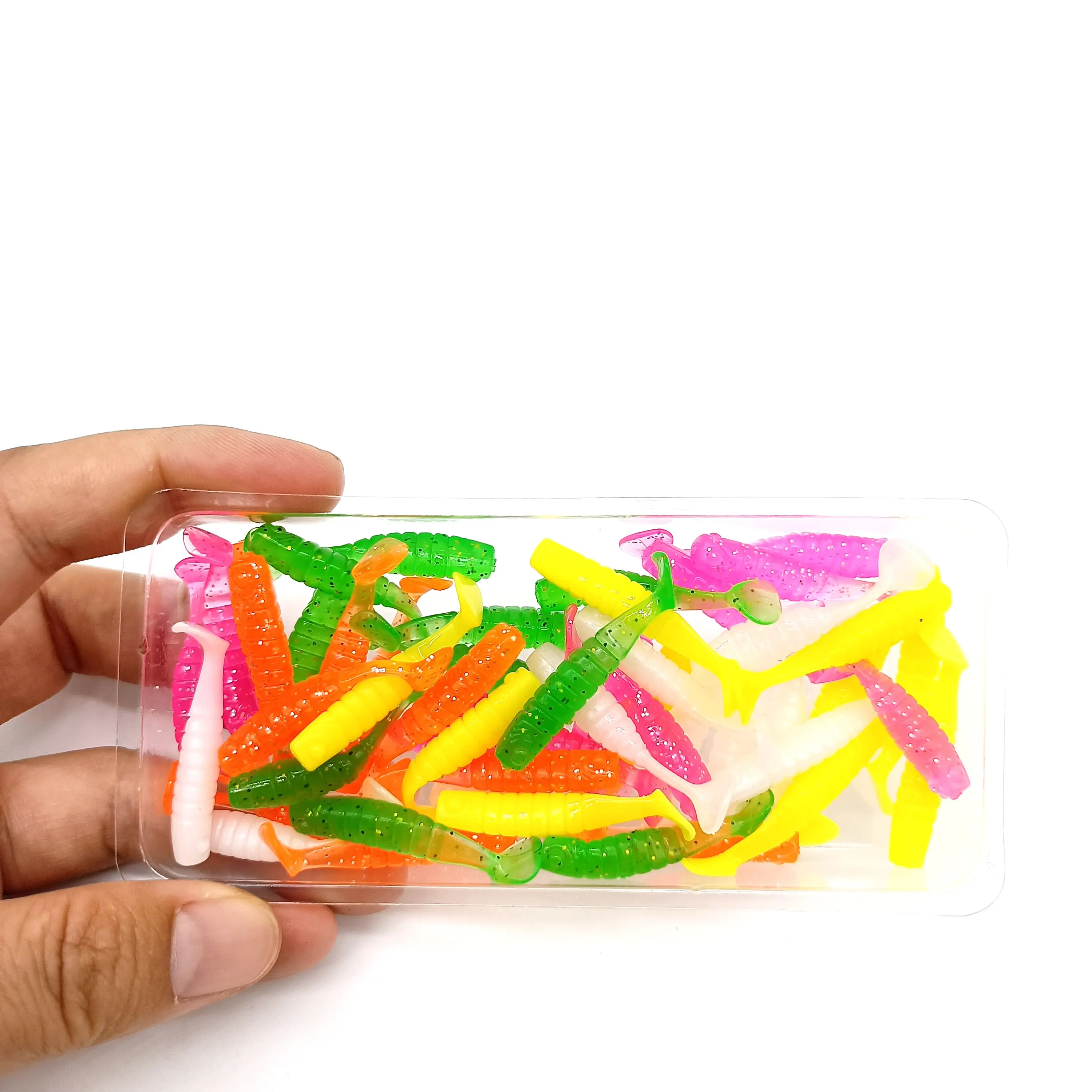 DUODUOYU 50PCS Kleine angeln paddel schwanz weichen köder 25mm/35mm Isca Künstliche jig mini kleine fisch köder angeln multicolor Tackle – Detail 8