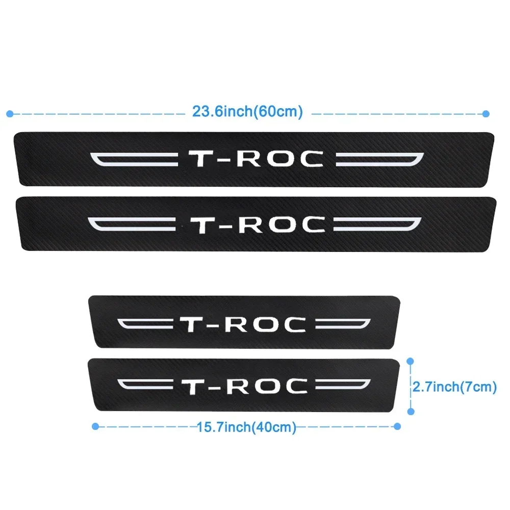 Car Door Threshold Protective Anti Scratch Stickers Decals for VW T-ROC Logo Trunk Doorsill Bumper Strips Tape Decor