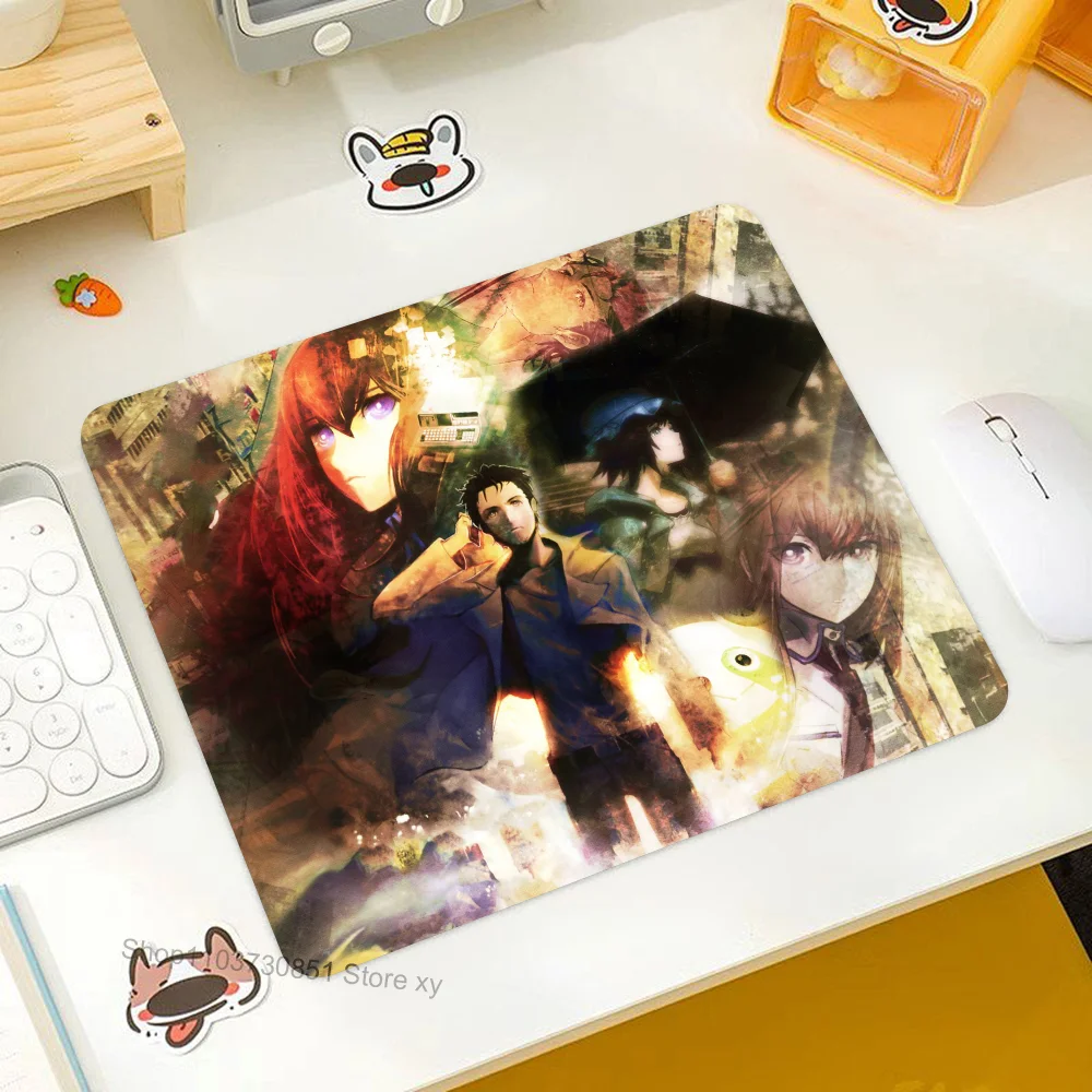 Steins Gate Mousepad RGB Small Size Gaming Mouse Pad With LED Light Desk Mat Super Smooth Non-slip Rubber Bottom