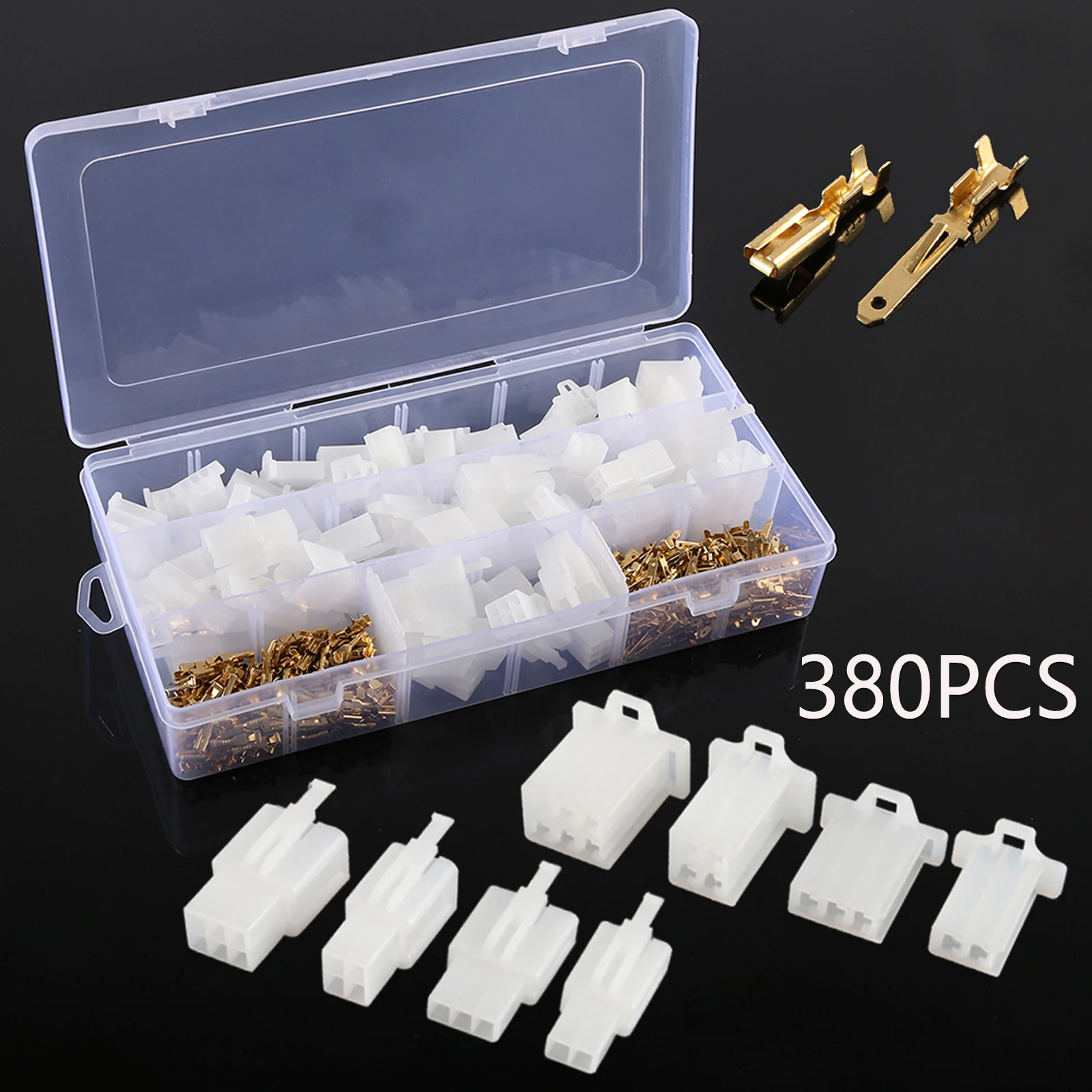 380Pcs Car Electrical Wire Terminal Connector,2 3 4 6 Pin Automotive Housing Pin Header Crimp,Male Female Socket Plug Terminal