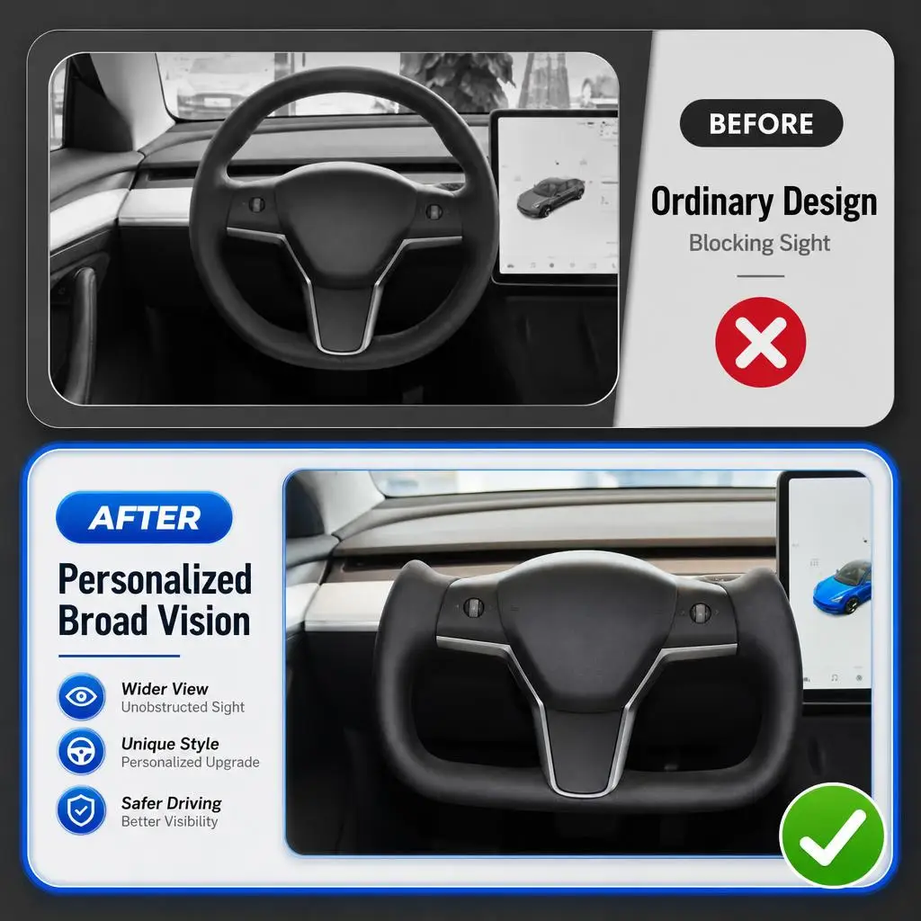 Yoke Steering Wheel For Tesla Model Y 3 2016-2022 Model Y 2020-2024 Heating With Heated Black Car Accessories