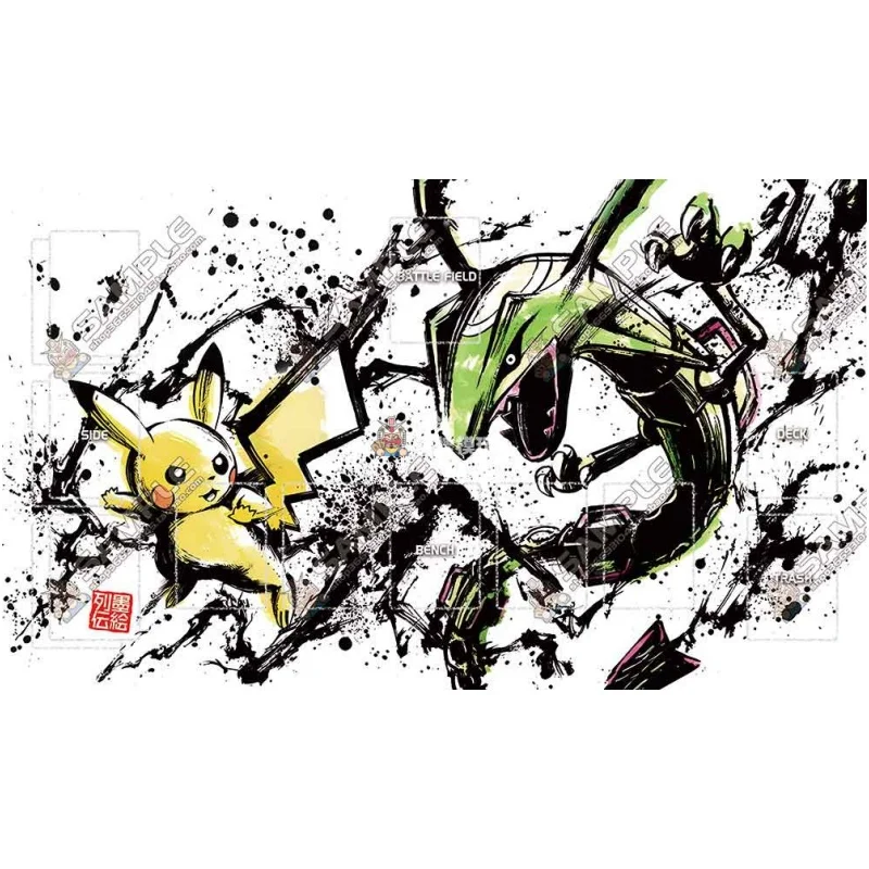 Bantalan kartu Rayquaza Greninja Lucario Gyarados Arceus tinta cuci Ptcg karet Diy figur mainan aksi koleksi permainan Anime tikar tempur