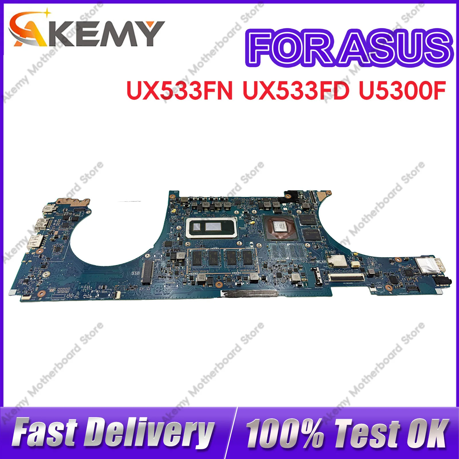 

UX533FN Laptop Motherboard For ASUS ZenBook RX533F BX533F UX533F UX533FN UX533FD U5300F Notebook Mainboard With I3 I5 I7 CPU stk