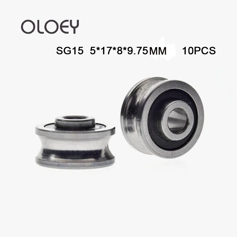 

10pcs/Lot SG15 Groove Bearing Steel Pulley Ball Bearings Track Guide Roller Bearing 5*17*8*9.75mm