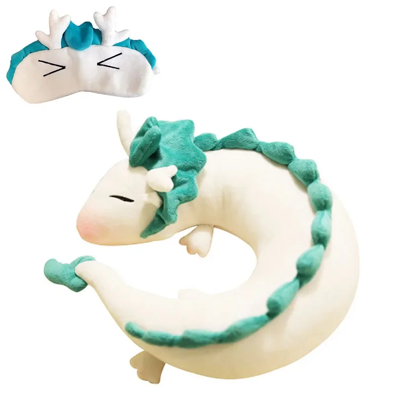 Cartoon Filled White Dragon Neck Pillow Japanese Animation Plush U-shaped Neck Pillow Comfortable And Lovely Pillow Gift Items