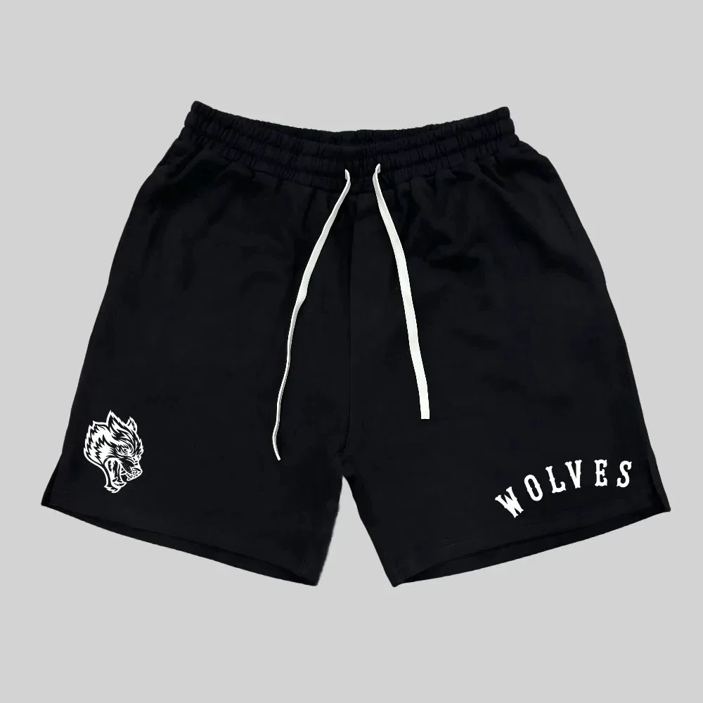 DARC SPORT-Calções de algodão casual lobo escuro masculino, calções de ginástica, fitness esportiva, moletom de corrida masculino, verão, novo