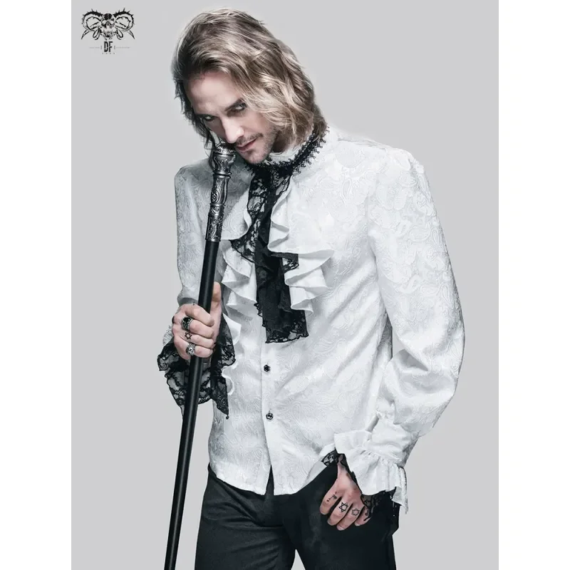 Men Gothic Dark Fashion Cashew Flower Jacquard Shirt Long Sleeve Punk Emo Streetwear SHT01001 SHT01002