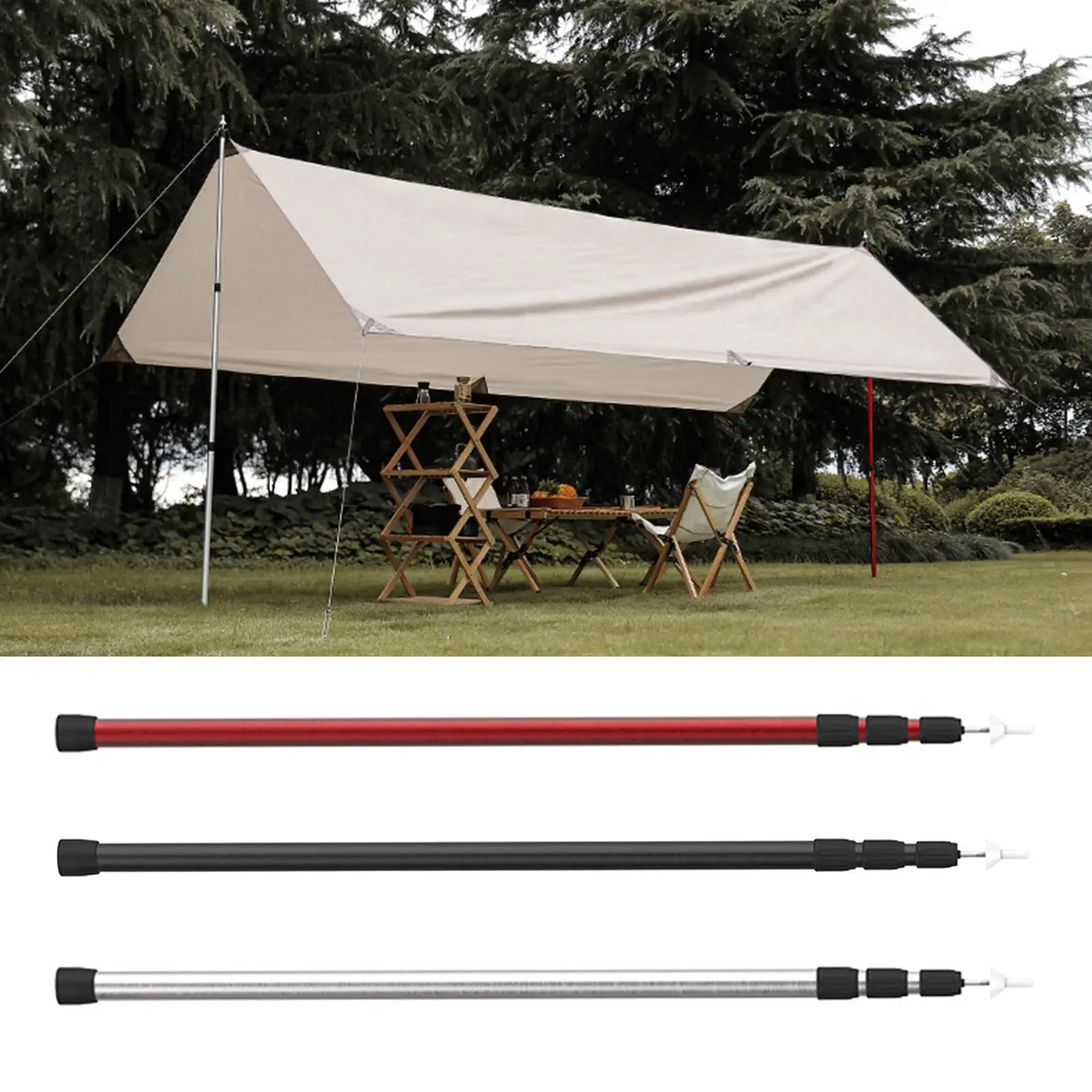 Telescoping Tent Pole, Tent Support Rod, Portable Lightweight Tent Rod