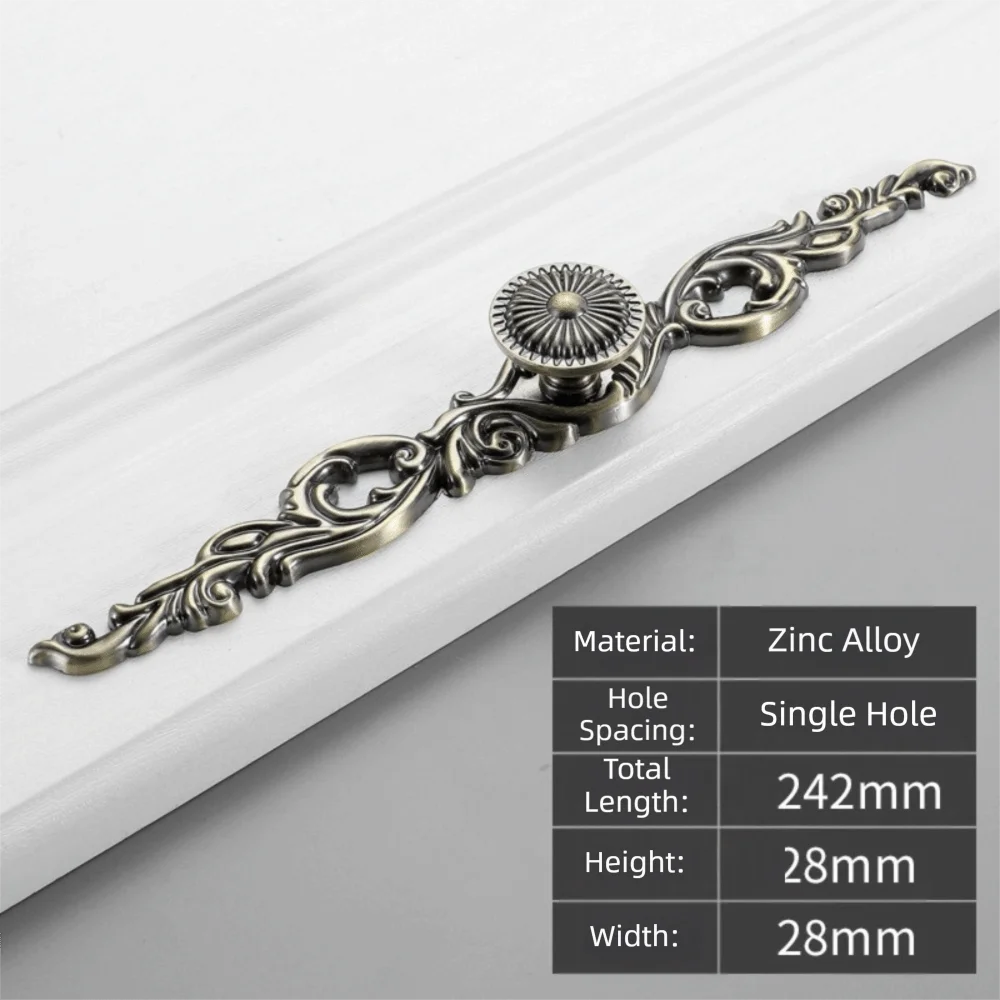 Zinc Alloy Cabinet Handles And Knobs Bronze Finish European Style Drawer Pulls Antique Green Simple Design
