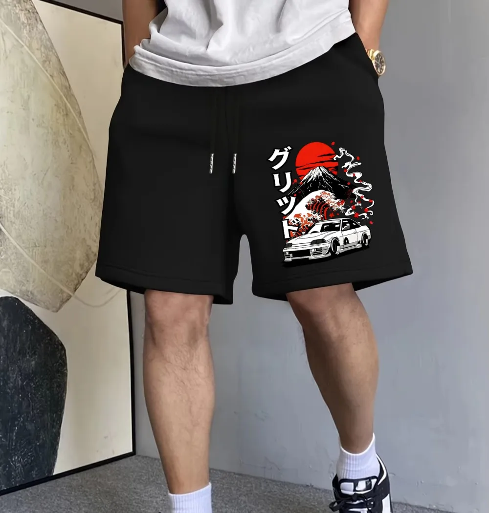 

Nippon Jdm Car Grid Prints Pants Mens Basic High Waisted Wide Outdoors Shorts Casual Oversized Shorts Summer Pocket Male Clothes