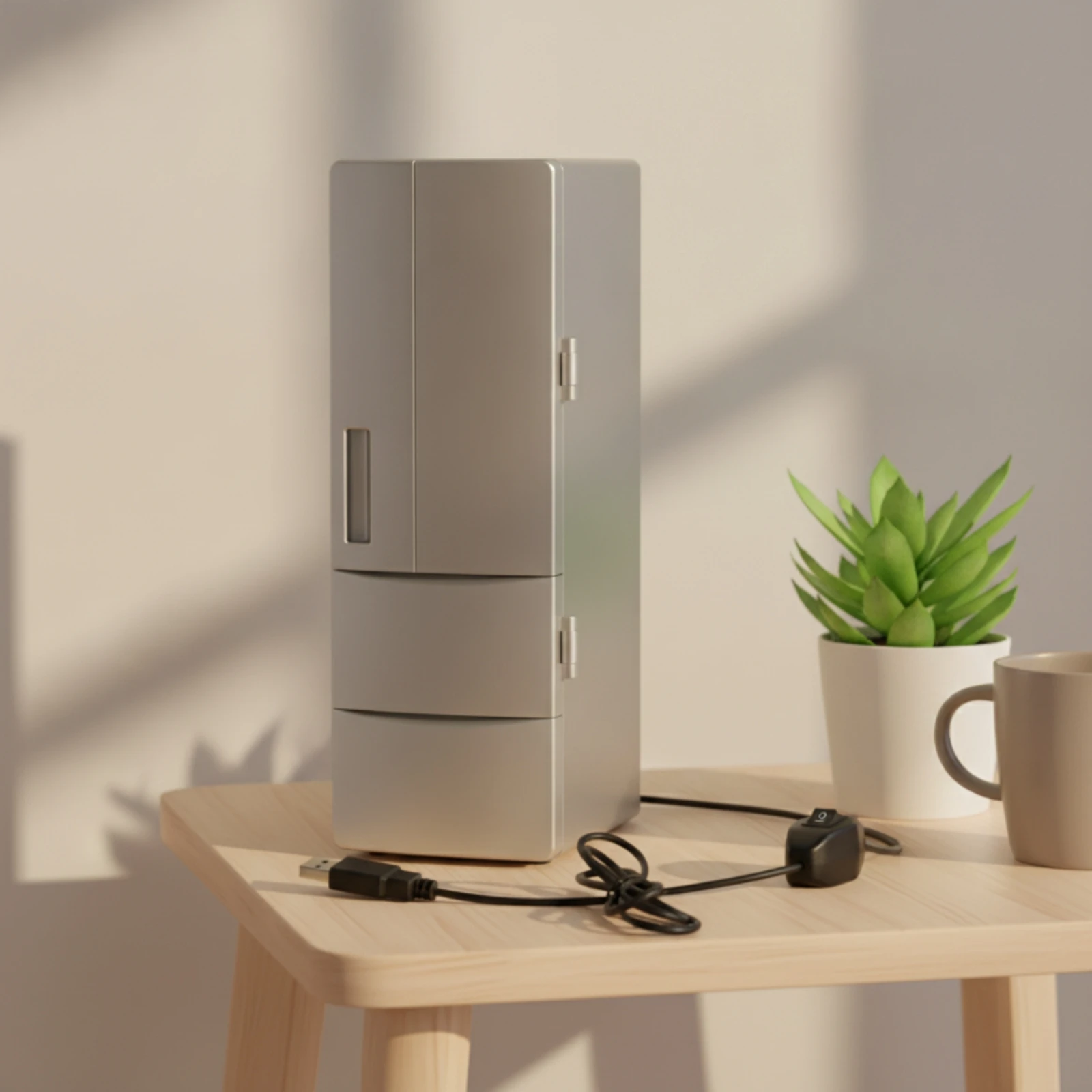 USB Mini Fridge Cooling and Heating Mini Fridge with LED Lights Refrigerator Small Appliance Miniature for Students, Dorm Room