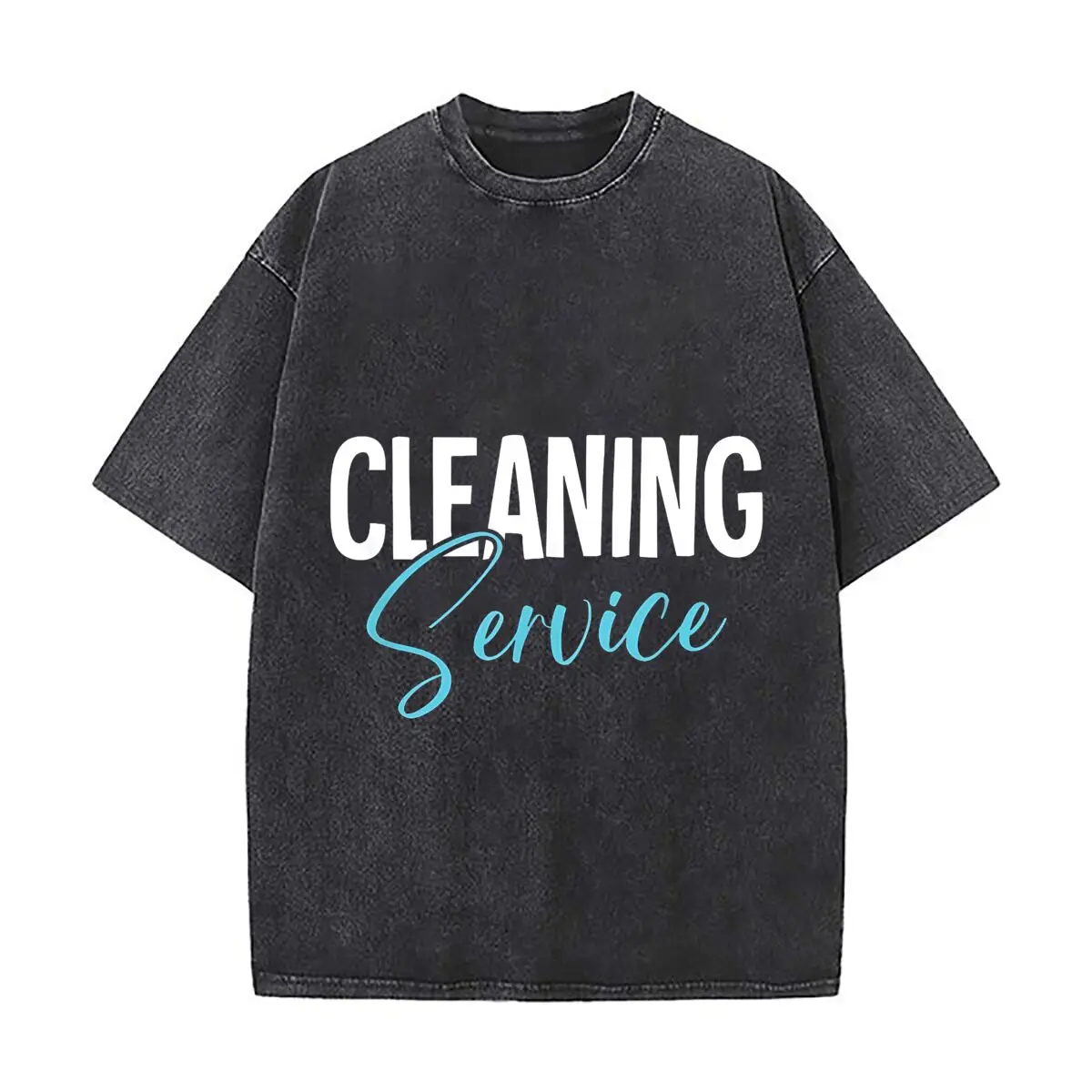 Cleaning Service Printed Distressed Faded Baggy Streetwear Tops for Park Hangouts