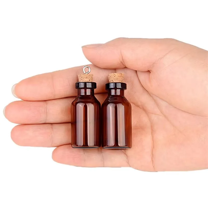 200pcs Small Amber Glass Bottles with Cork Stoppers 5ML Tiny Jars for DIY Art Crafts Wishing Bottles Message Wedding Favors Gift
