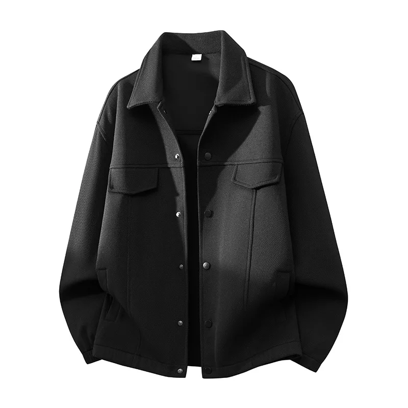 American Style Vintage Men's Solid Color Loose Simple Basic Turn-down Collar Single-breasted Jackets Male Coats Clothes Tops
