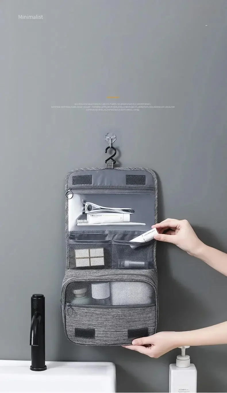Oxford Stoff Männer Business Tragbare Aufbewahrungstasche Toilettenartikel Organizer Frauen Kosmetiktasche Wasserdicht Hängende Reise Waschbeutel – Detail 1