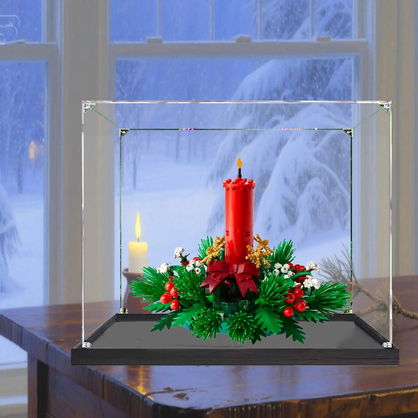 

Акриловая витрина для LEGO 40743, свеча для украшения рождественского стола, прозрачная пылезащитная витрина (только витрина)