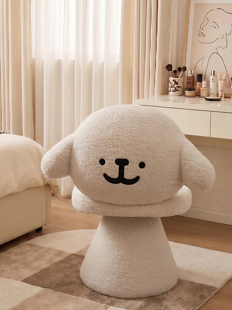 Home Furniture Cartoon Dog Rotating Vanity Stool Chair Dressing Seat Bedroom Cloakroom Home Decor Gifts Creative Backrest Chairs