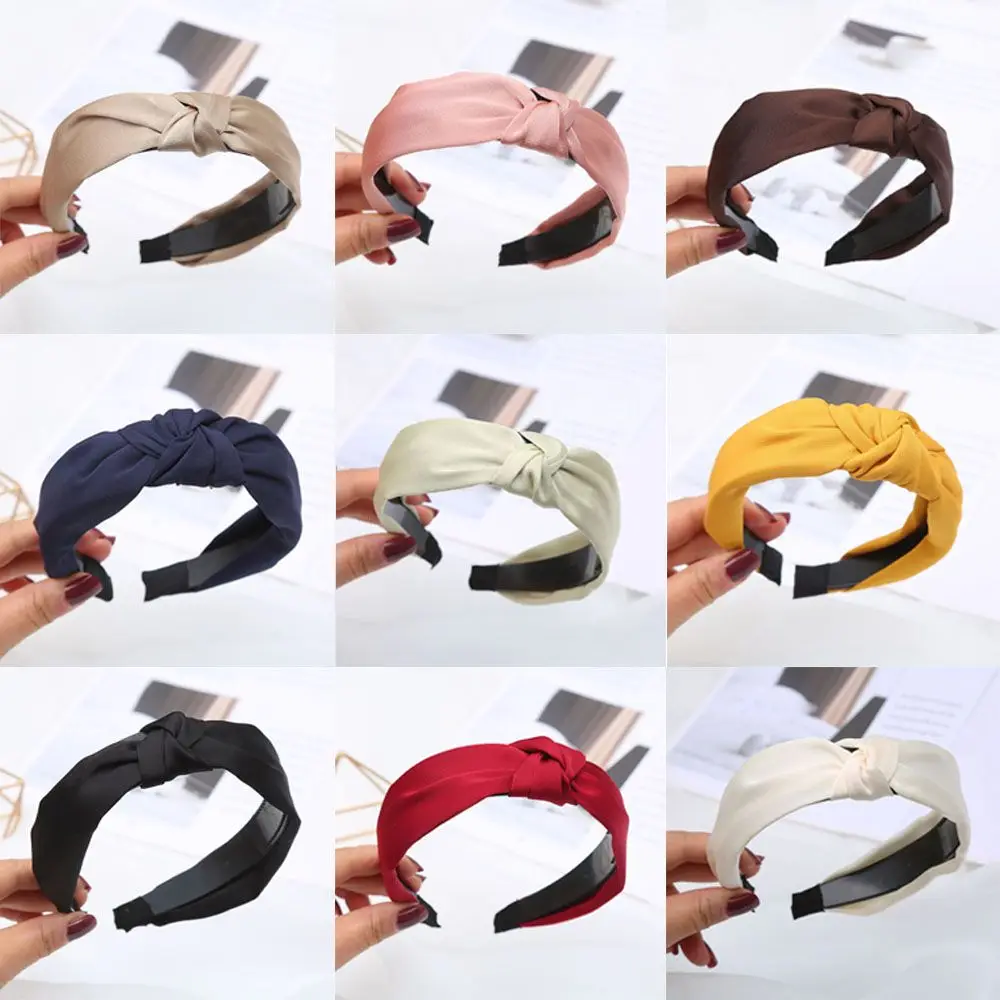 

Wide Top Knot Hair Bands For Women Headdress Solid Color Cloth Headband Bezel Girls Hairband Hair Hoop Female Hair Accessories