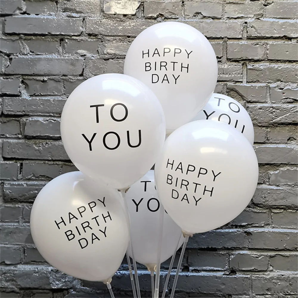 10/20/30Pcs 10inch Happy Birthday To You Letter Latex Balloons Set White Air Helium Balloon Kids 1st Birthday Party Decor Globos