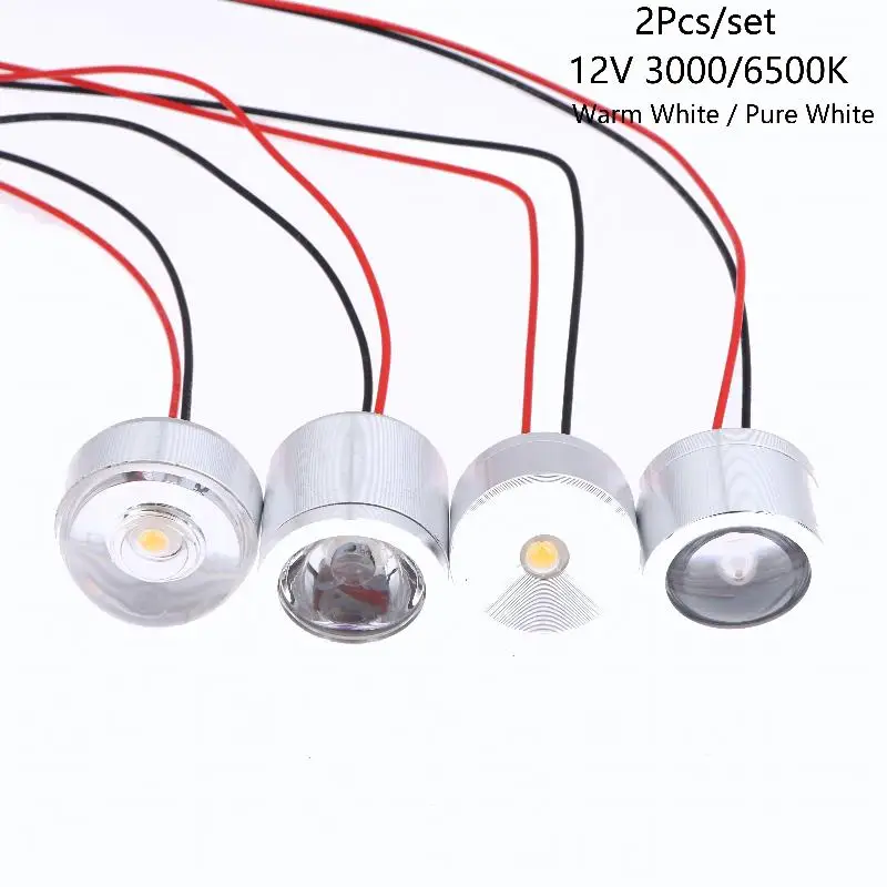 2Pcs 12V LED Bulb Lamp Mini Recessed Downlight 3000/6500K Warm/Pure White For Cabinet Car RV Cabinet Surface Mounted Spotlight