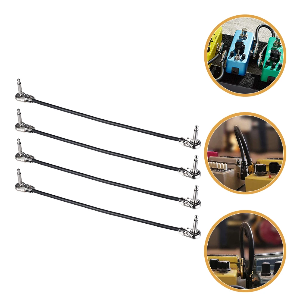 

4 Pcs Electric Guitar Effect Cable Pedalboard Patch Cables Musical Instrument Black
