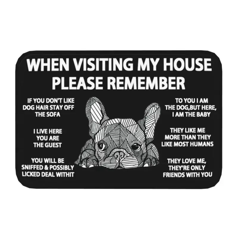 Custom French Bulldog Doormat Mat Anti-Slip Frenchie Dog Bath Kitchen Living Room Rug Carpet 40*60cm