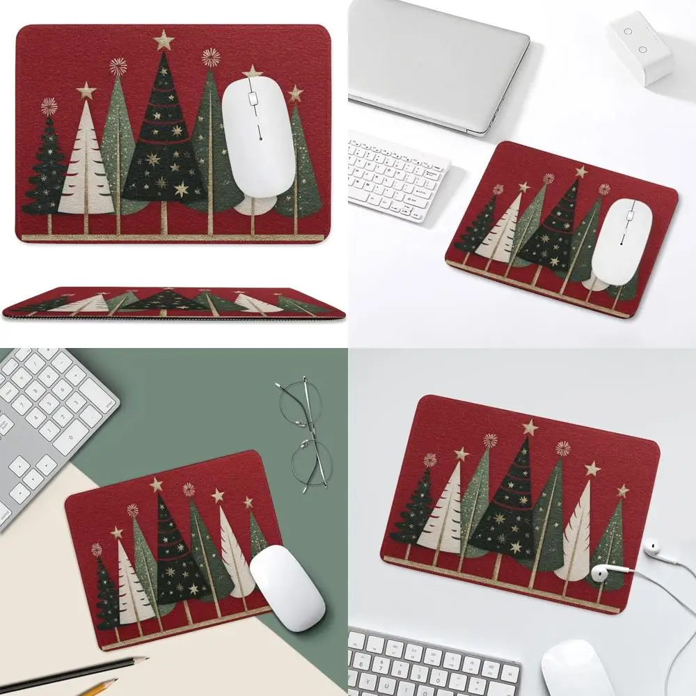 

Christmas-Themed Green Pine Tree Cartoon Mouse Pad, Compact Desk Laptop Mouse Mat with Anti-Slip Rubber Base