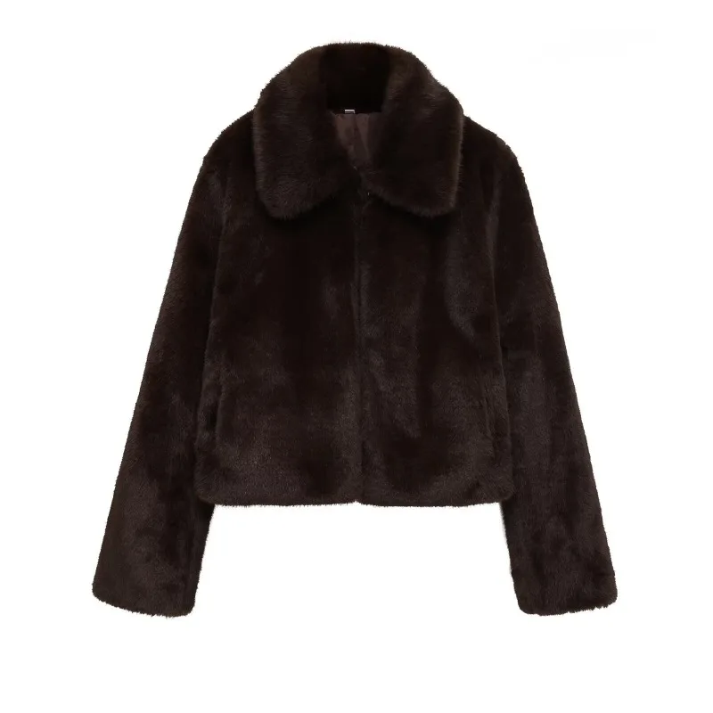 

CharmCant Коричневое пальто из искусственного меха для женщин, новинка зимы 2025 года, элегантный топ с длинными рукавами, пушистый кардиган, популярная верхняя одежда, женские куртки