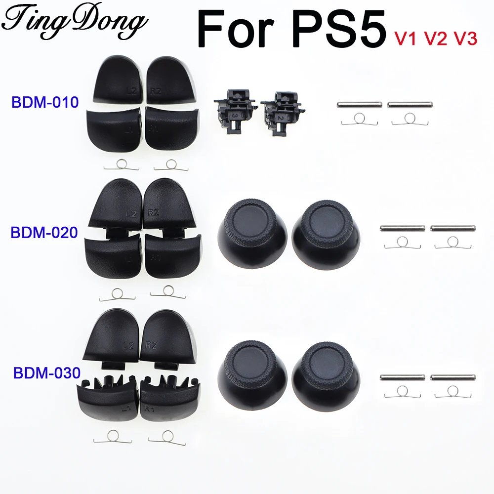 1-2 Sets For PS5 Controller BDM-010/020/030 L1 R1 L2 R2 Trigger Buttons & Rotating Shaft & Springs, Joystick Thumb Caps Accessor