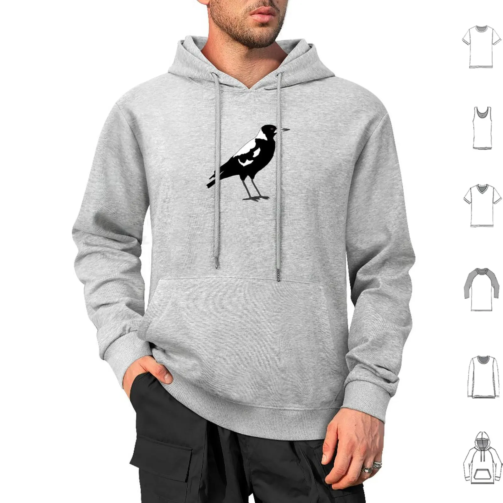 Australian Magpie Hoodie cotton Long Sleeve Magpie Australia Australian Magpie Australian Birds Bird Aussie Bird Watching