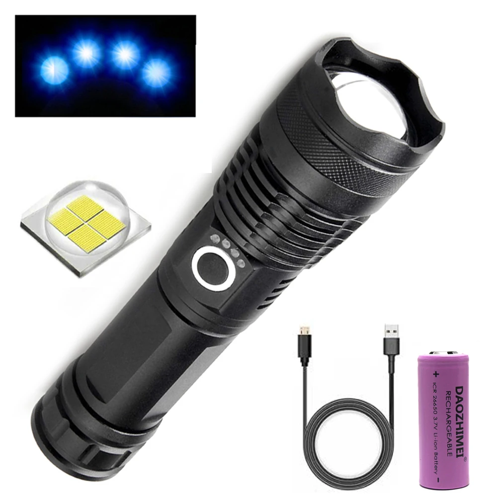 poderosa lanterna led com p50 lampada bead zoomable modos de iluminacao camping tocha 26650 carregamento a prova d agua caca 01