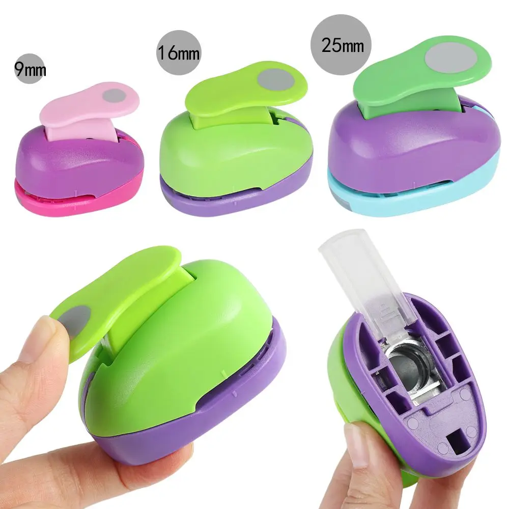 9mm 16mm 25mm Color Random Convenient Scrapbooking Handmade Cards Making Embossing Round Hole Punch Paper Shaper Cutter