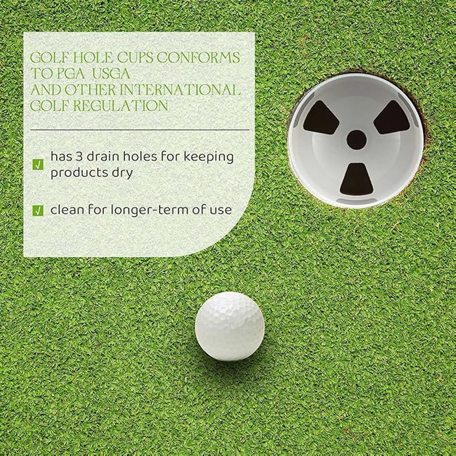 15cm Height Golf Plastic Hole Cup with 3 Drain Holes for Backyard Putting Green Golf Courses
