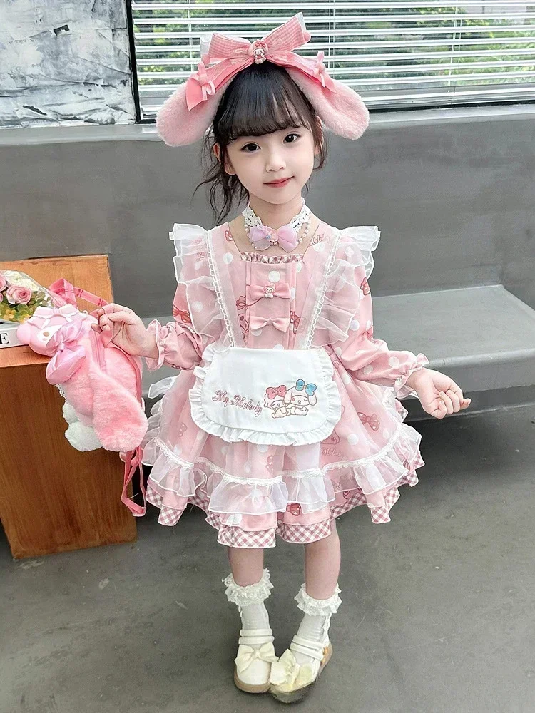 Sanrio My Melody Fantasy Dress Up Children Princess Costume Skirts Lolita Cute Anime Birthday Gifts Kids Party Halloween Clothes