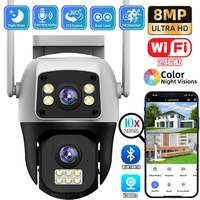 8MP 4K WIFI IP Camera PTZ Outdoor Dual Screen AI Human Detection Dual Lens Two-way Audio CCTV Video Security Camera V380 PRO APP