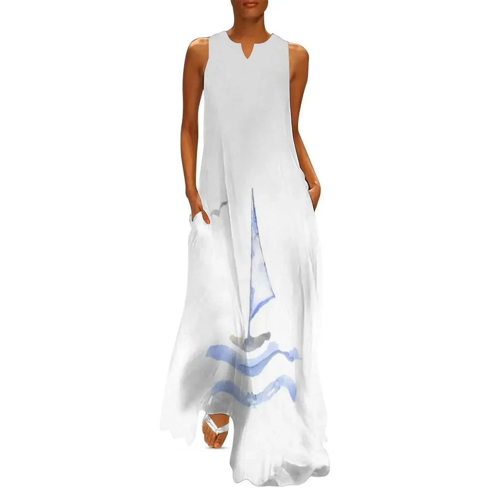 

watercolor sailboat Long Dress Female dress long dresses for women Dress for girls Dance dresses