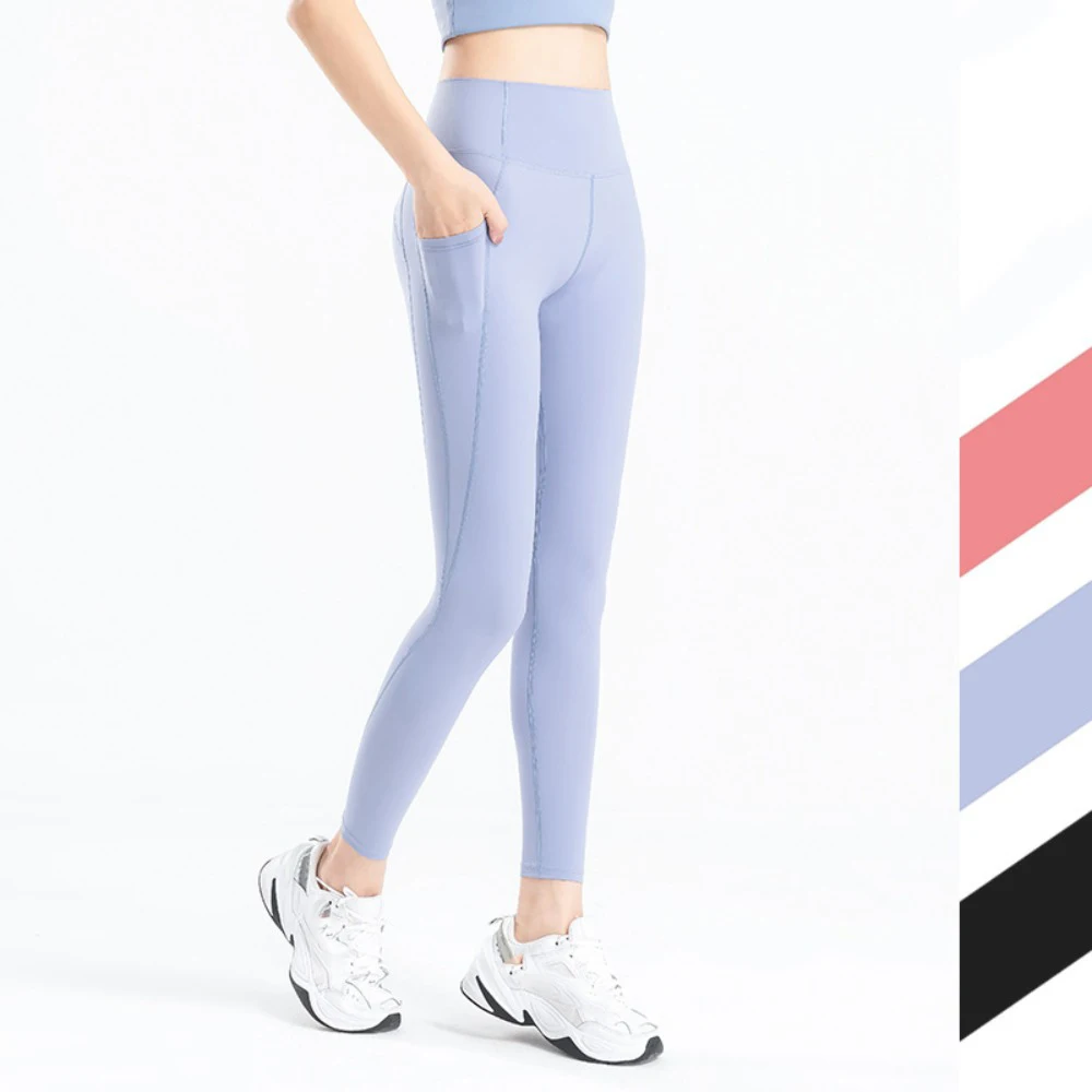 

Quick Drying Lifting Yoga Pants with Pocket Leggings Pocket High Waist Pocket Yoga Pants Solid Color Comfortable