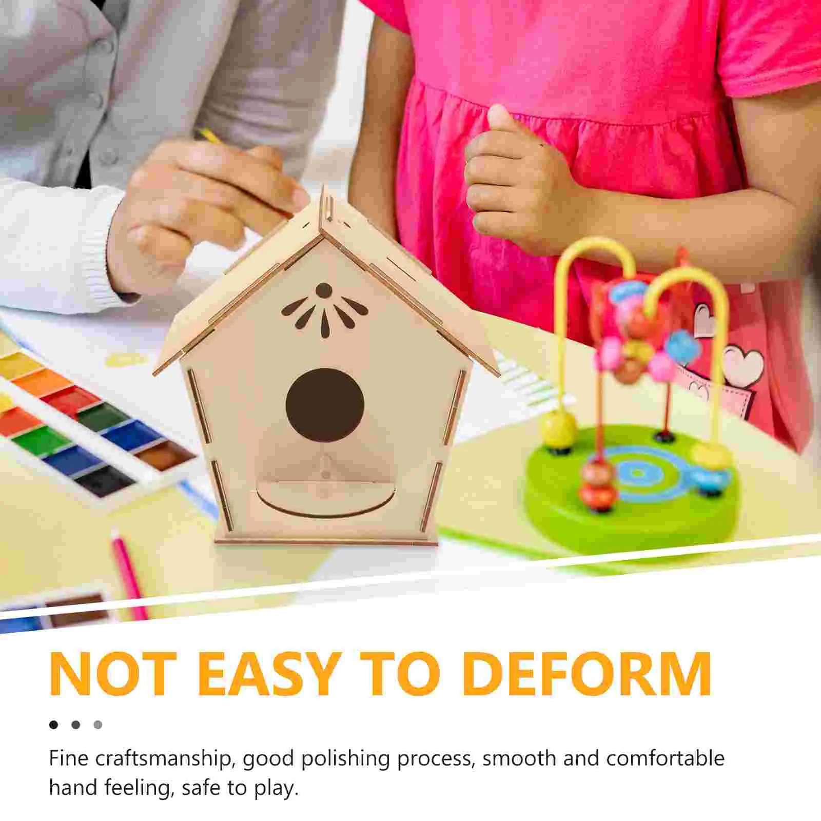 Kids Crafts Wooden Bird House Toy DIY Painting Graffiti Unfinished Child