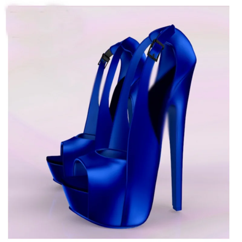 

Blue Matte Buckle Hollow Platform Sandals Thin High Heel Sexy Fashion Cool Summer Casual Big Size Woman Shoes Zapatillas Mujer