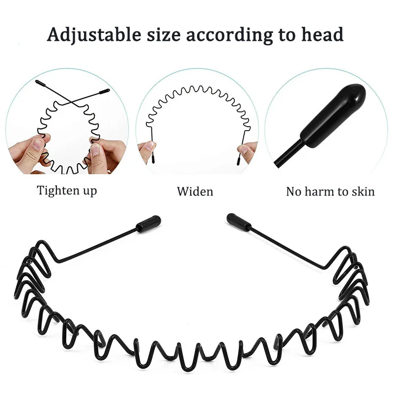 Diadema negra Simple para hombres y mujeres, banda para el cabello deportiva para Yoga, banda para el cabello con ondas ocultas, accesorios para el