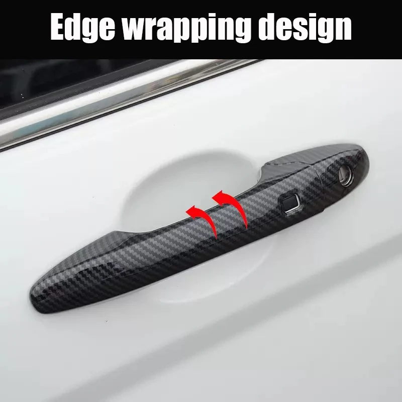 For Haval M6/M6 PLUS 2021 2022 2023 ABS material exterior door handle decorative frame with bright black carbon fiber pattern