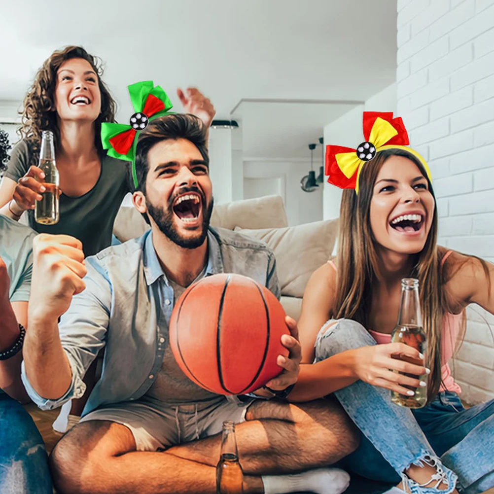 

6Pcs Football Themed Headband Bowknot Design Vibrant Colors Ideal for Sports Events Celebrations Party Favors Hair Decor