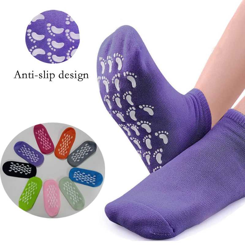 Calcetines de Gel Extra suaves para Spa, 2 piezas, para reparar y suavizar la piel seca de los pies agrietados, forro con aceites esenciales y vitaminas